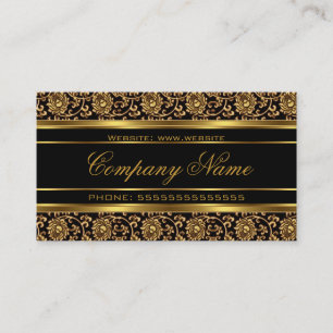 Elegant blomsterdamask guld look svart brons visitkort