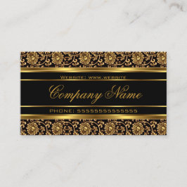 Elegant blomsterdamask guld look svart brons visitkort