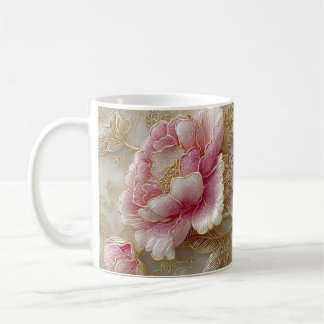 Elegant blomsterdekorerad trälåda och matchande mu kaffemugg