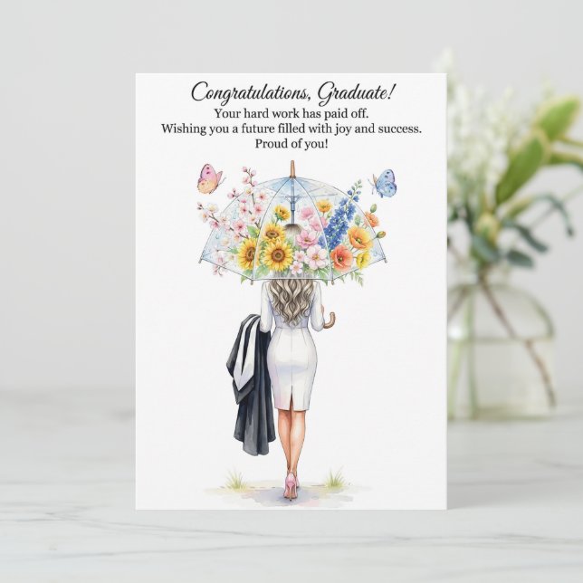 Elegant blomsterdesign examenskort inbjudningar (Stående Fram)
