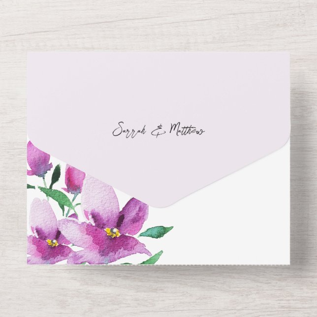 Elegant blomsterdesign i lila och rosa (Baksida)