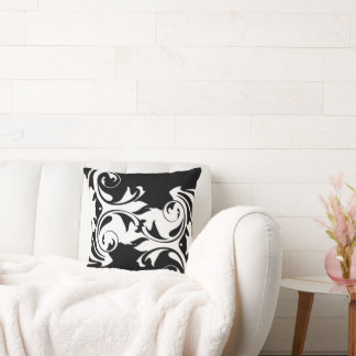 Elegant blomsterdesign i svart och vitt kudde