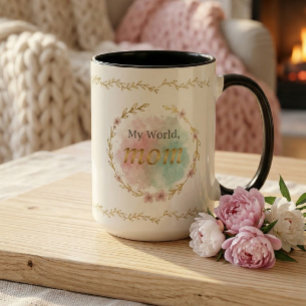 Elegant blomsterdesign med citat om mamma i vatten Två-Tonad mugg