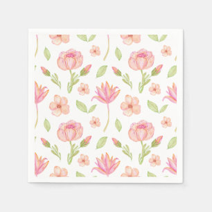 Elegant blomsterdesign med rosa peonior och liljor pappersservett