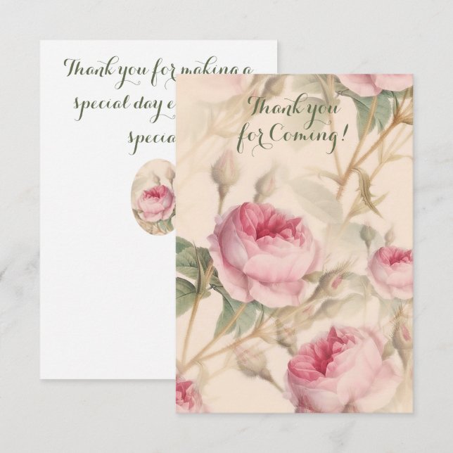 Elegant blomsterdesign Tack för att du kom-kort Kort (Fram/baksida)