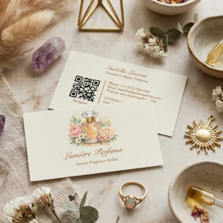 Elegant blomsterdoft i vattenfärg - parfymflaska visitkort