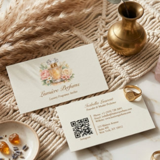 Elegant blomsterdoft i vattenfärg - parfymflaska visitkort