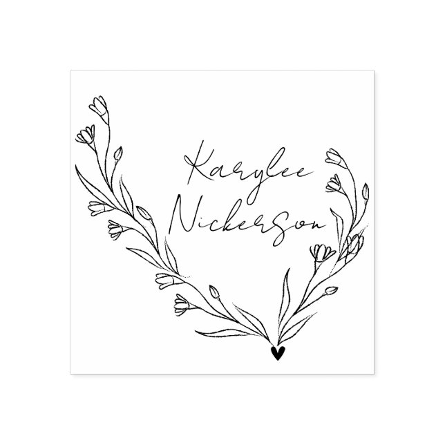 Elegant blomsterdoodle-skrift stämpel (Tryck)