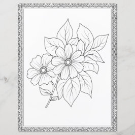 Elegant blomsterfärgningssida Scrapbookpapper