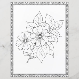 Elegant blomsterfärgningssida Scrapbookpapper