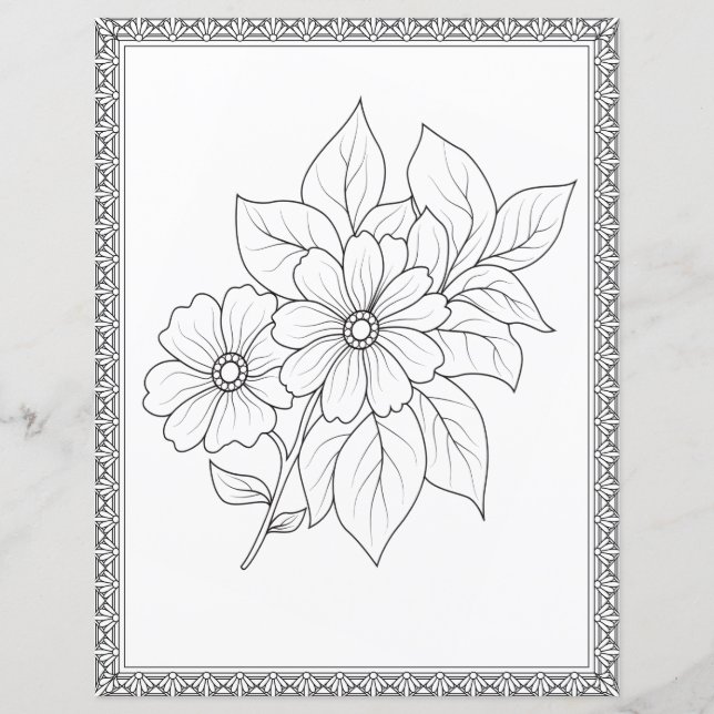 Elegant blomsterfärgningssida Scrapbookpapper (Framsida)