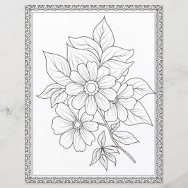 Elegant blomsterfärgningssida Scrapbookpapper