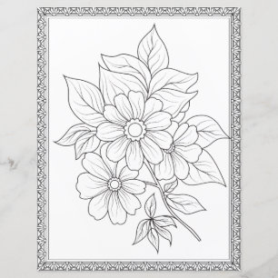 Elegant blomsterfärgningssida Scrapbookpapper