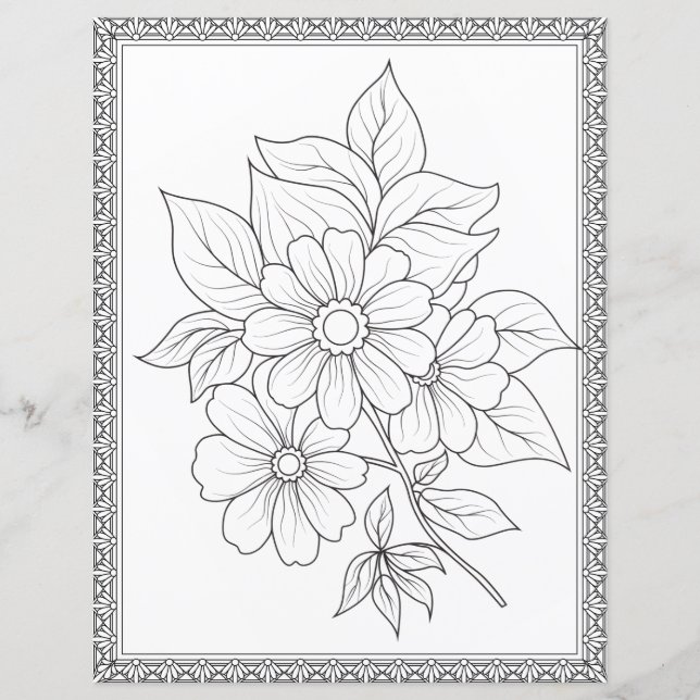 Elegant blomsterfärgningssida Scrapbookpapper (Framsida)