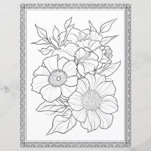 Elegant blomsterfärgningssida Scrapbookpapper