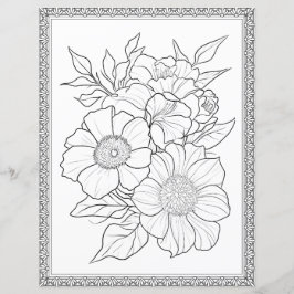 Elegant blomsterfärgningssida Scrapbookpapper