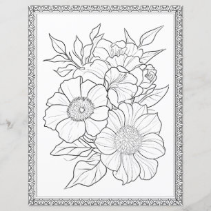 Elegant blomsterfärgningssida Scrapbookpapper