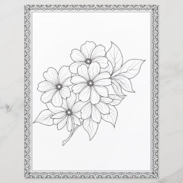 Elegant blomsterfärgningssida Scrapbookpapper
