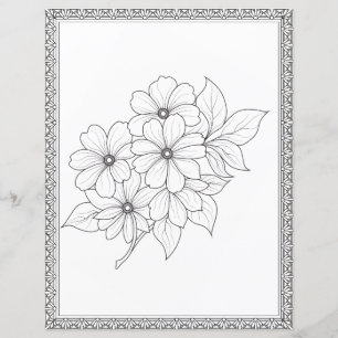 Elegant blomsterfärgningssida Scrapbookpapper