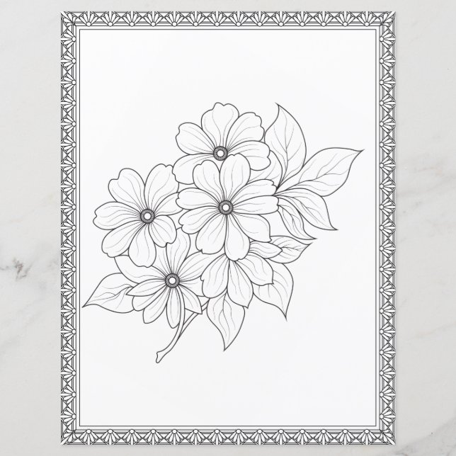 Elegant blomsterfärgningssida Scrapbookpapper (Framsida)
