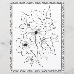 Elegant blomsterfärgningssida Scrapbookpapper