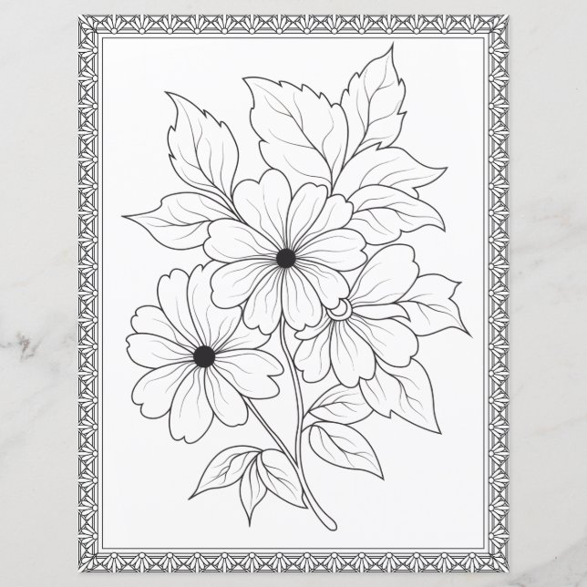 Elegant blomsterfärgningssida Scrapbookpapper (Framsida)