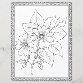 Elegant blomsterfärgningssida Scrapbookpapper