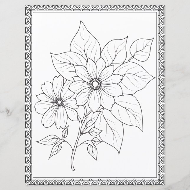 Elegant blomsterfärgningssida Scrapbookpapper (Framsida)
