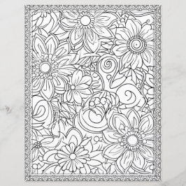 Elegant blomsterfärgningssida Scrapbookpapper