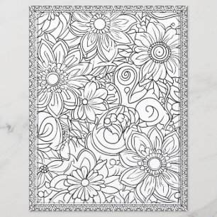 Elegant blomsterfärgningssida Scrapbookpapper