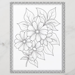 Elegant blomsterfärgningssida Scrapbookpapper