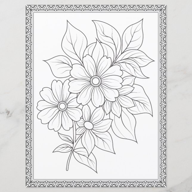 Elegant blomsterfärgningssida Scrapbookpapper (Framsida)