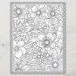 Elegant blomsterfärgningssida Scrapbookpapper