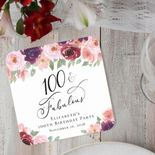 Elegant blomsterfest för 100-årsdagen underlägg papper kvadrat