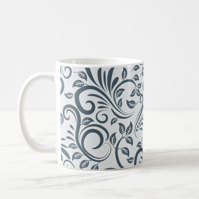 Elegant blomsterfiligran virvelmönster kaffemugg (Vänster)