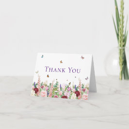 Elegant blomsterfjärilbröllopsdusch tack kort
