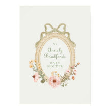 Elegant blomsterflicka Sage Bow Inramad Baby Showe
