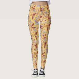 Elegant blomsterform med röda och blå blad leggings