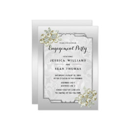 Elegant blomsterformad ädelsten, silvramat silverf inbjudningar