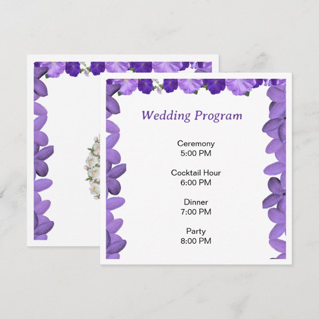 Elegant blomsterformad vigselprogram | Akryl  Program (Fram/baksida)