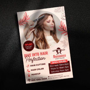 Elegant blomsterfrisörsalong Frisör Makeup Art Flygblad