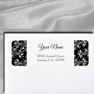 Elegant blomstergamla Damask-returadressetikett Returadress Etikett