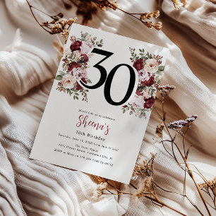 Elegant blomstergivare 30-årsdag inbjudningar