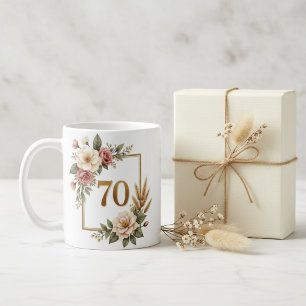 Elegant blomstergivare 70-årsdag Anpassat namn & d Kaffemugg