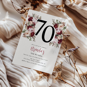 Elegant blomstergivare 70-årsdag inbjudningar