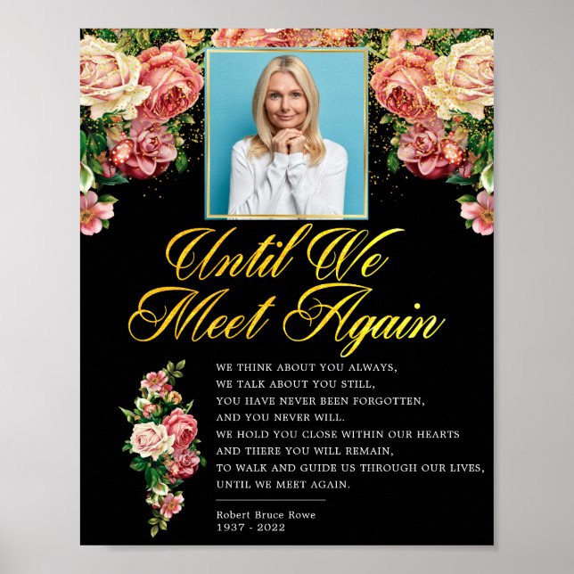 Elegant blomstergosig foto begravning dikt skylt (Framsidan)