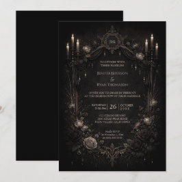 Elegant blomstergotisk halloween bröllopsinbjudan inbjudningar