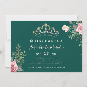 Elegant blomstergPrincess Tiara grön Quinceanera I Inbjudningar