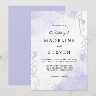 Elegant blomstergrafik med lila vattenfärg bläck m inbjudningar