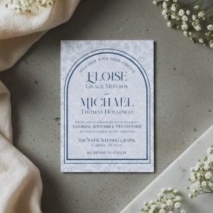 Elegant blomstergrafik med typsnitt Monogram Blå B Inbjudningar